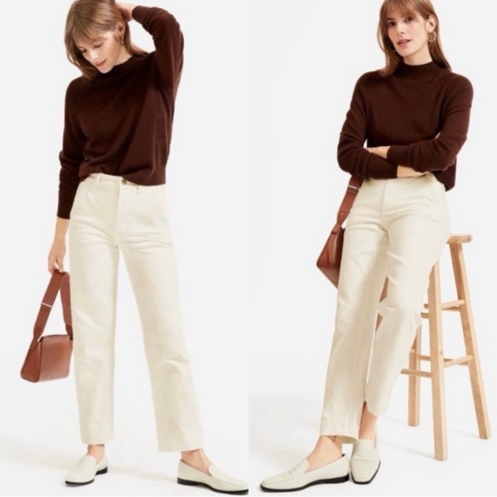 EVERLANE The Straight Leg Crop Short Cotton Pants Jeans Trousers